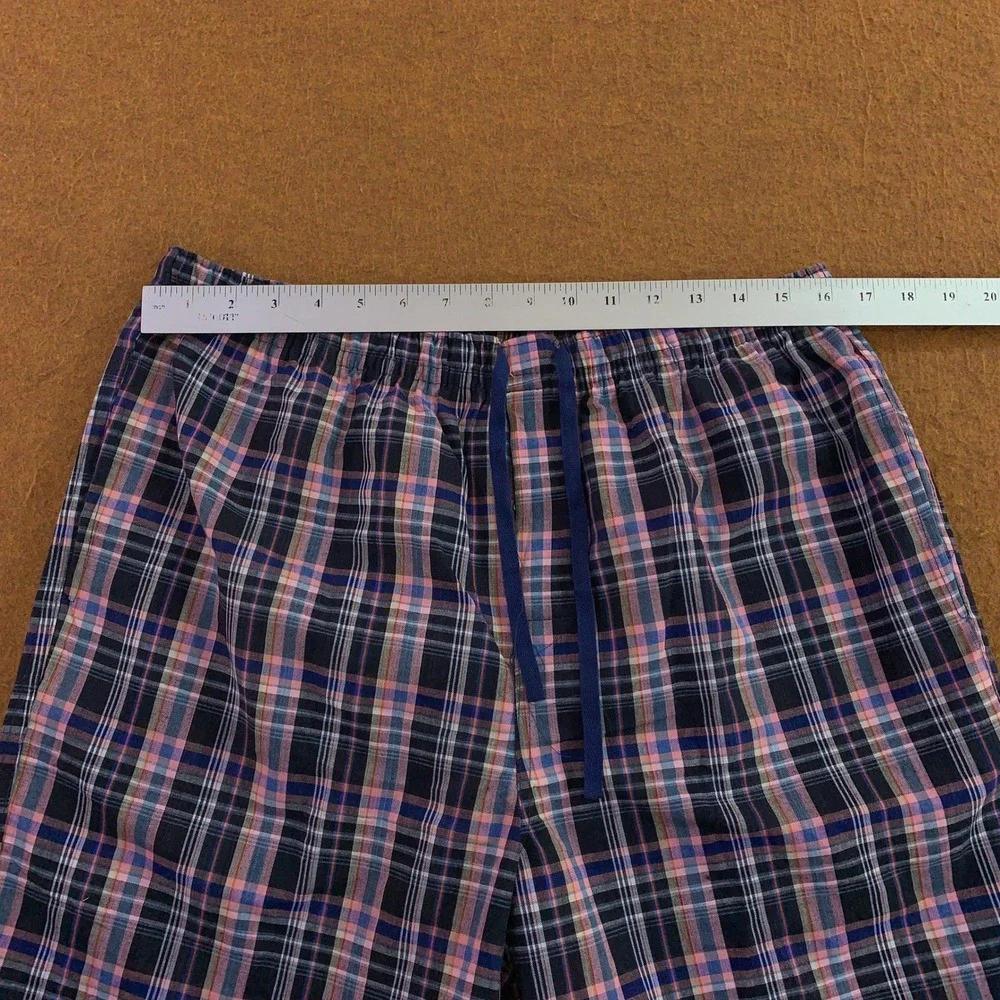 JupiterSecret Mens XL Navy Pink Plaid Drawstring Sleep Pajama Shorts New